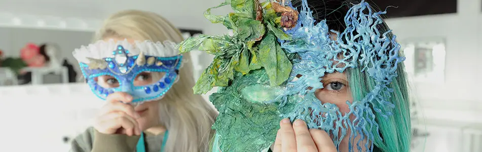 students with student made mask